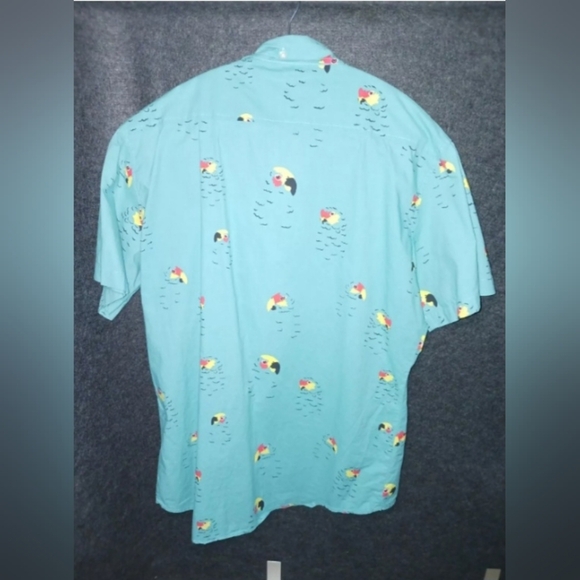 Ambsn Men’s Short Sleeve Button Down 100% Cotton Shirt Size Large Parrots Print - Picture 6 of 9